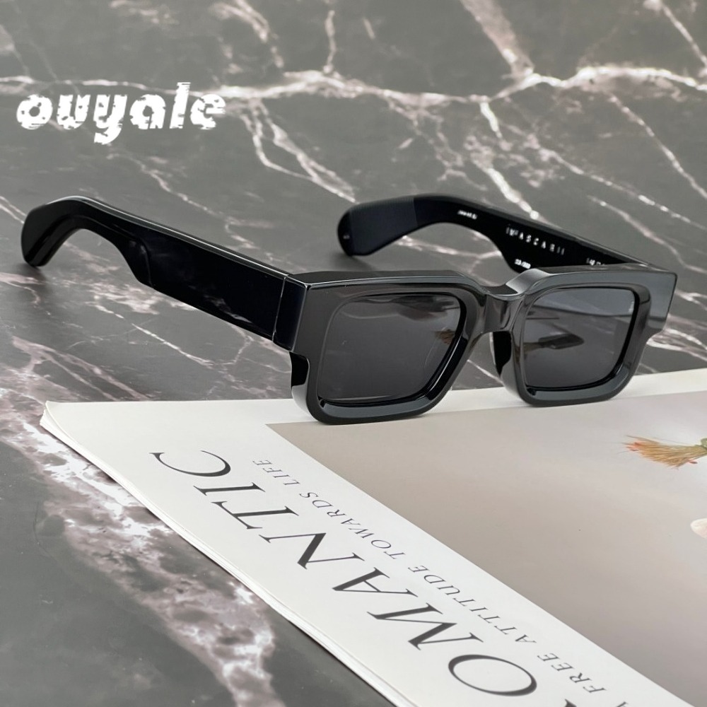 Kacamata Hitam ASCARI Vintage Square Unisex Buatan Tangan dari Asetat UV400 Kacamata Desainer Klasik Retro