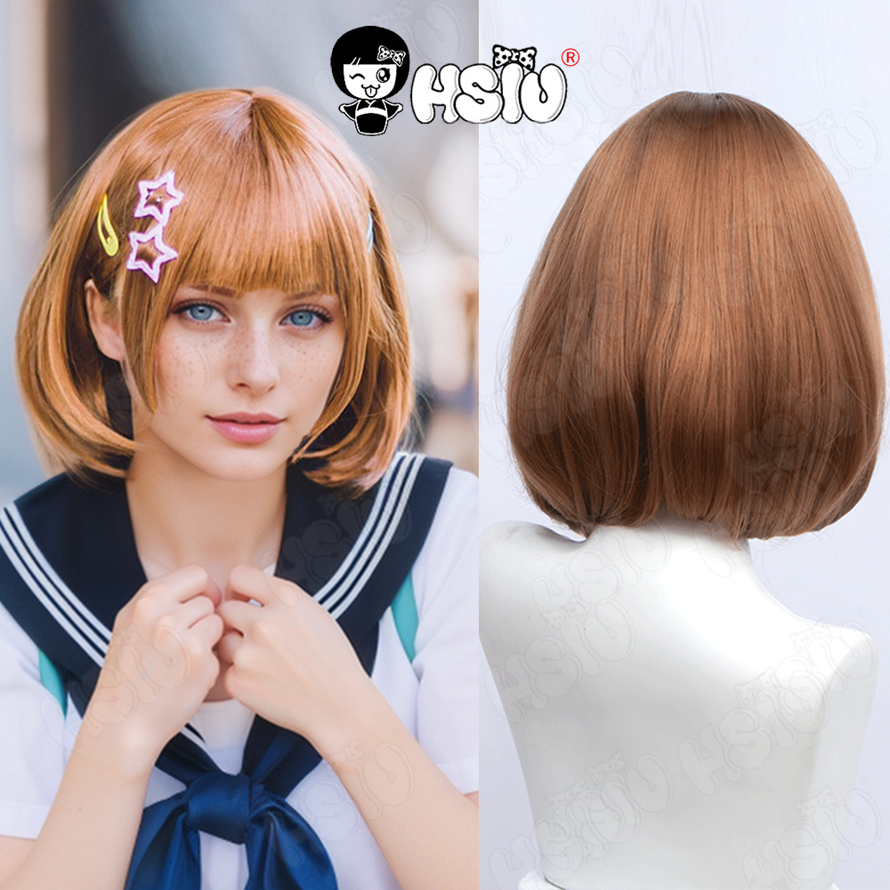 23 colores 35 cm cosplay peluca corta HSIU negro blanco púrpura azul rojo amarillo fibra de alta temperatura peluca sintética fiesta Cosplay peluca