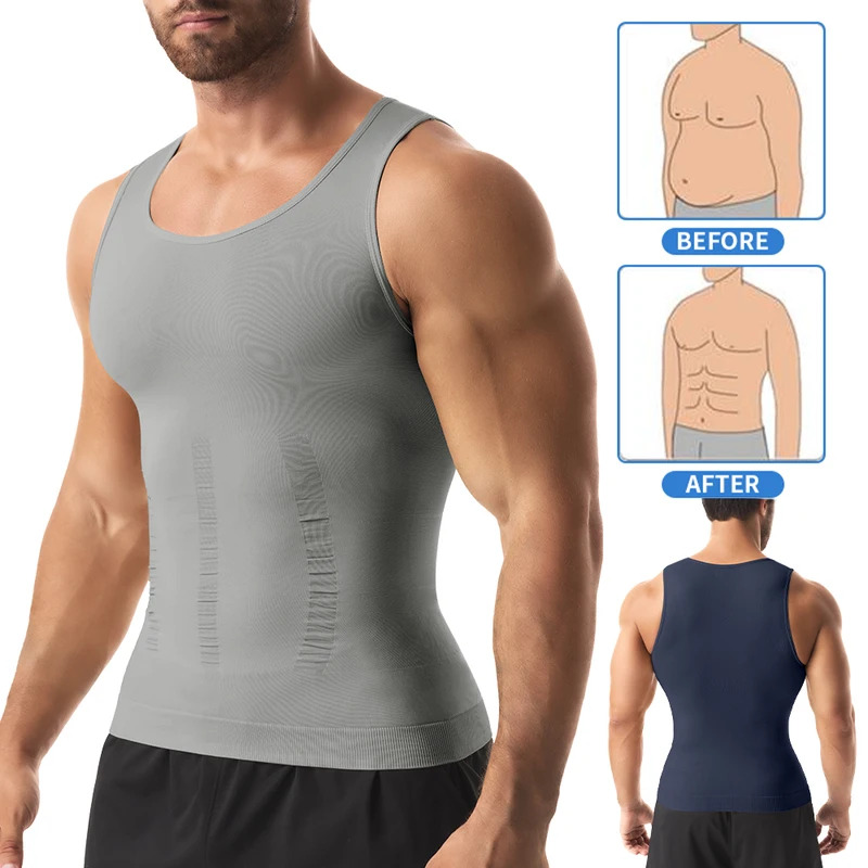Herren Kompressions-Shirt für Körperformung Schlankheits-Weste Eng Anliegende Bauch-Unterwäsche Tanktop