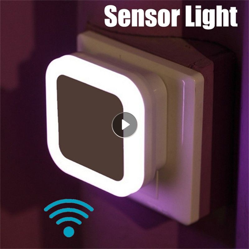 Luz LED nocturna inteligente con Sensor de movimiento, lámpara de mesita de noche con enchufe europeo, británico y estadounidense, Mini luces de pared para dormitorio, pasillo, escaleras