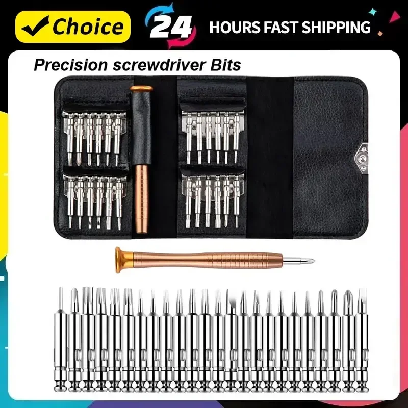 Mini conjunto de chave de fenda de precisão 25 em 1, kit de ferramentas de reparo de abertura de chave de fenda torx eletrônica para iphone, câmera, relógio, tablet, pc