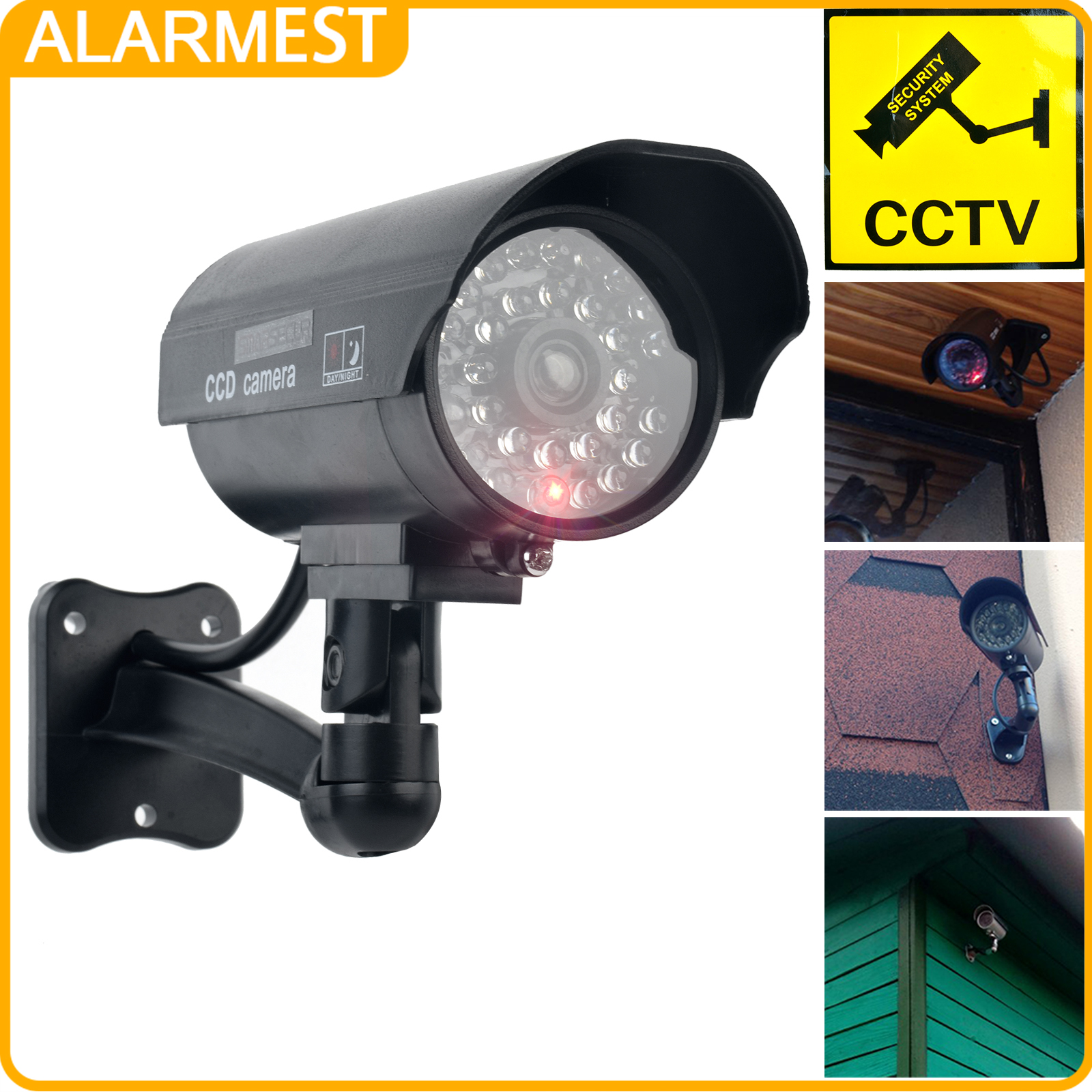 ALARMEST fausse caméra factice étanche sécurité CCTV caméra de Surveillance avec lumière Led rouge clignotante extérieure intérieure