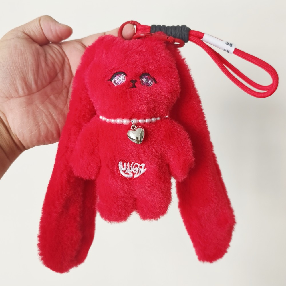 YUQI GIDLE-Chaveiro de pelúcia coelho vermelho para mulheres, chaveiro de pelúcia, acessórios para bolsa, pingente mochila, presente para meninas, 16cm