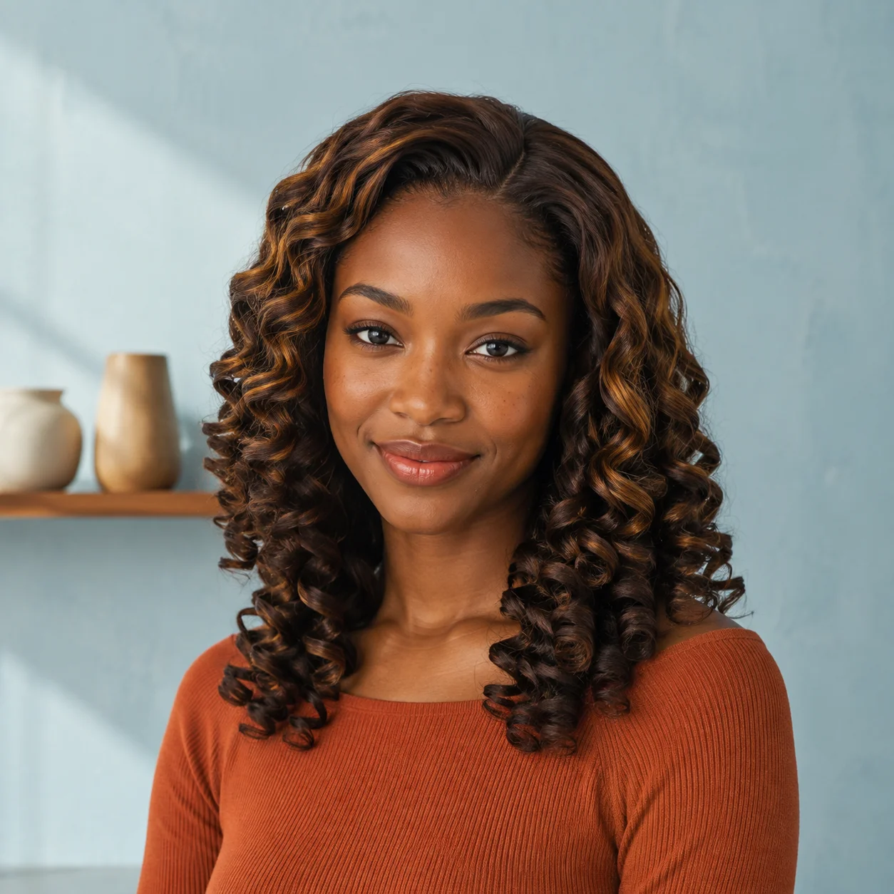 TIMOPOL 4x4 Lace Closure Wig,18 20 22 Inch P4/27 Highlight 066C Curly 100% Human Hair Wig for Black Women, Pre-Plucked Natural Hairline