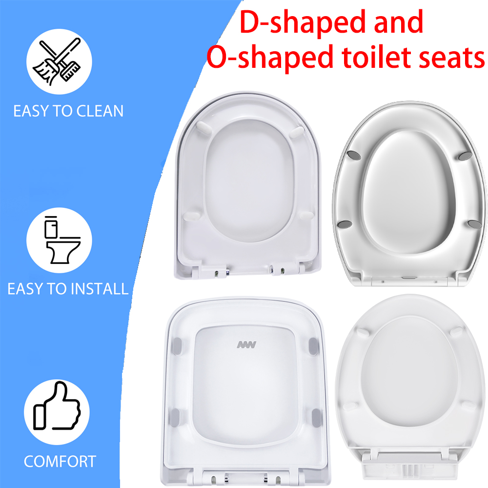 BRIEFNESS D-förmiger Soft-Close-Toilettensitz, antimikrobielles, leicht zu reinigendes PVC-Material, Schnellverschluss-Scharniere für einfache Reinigung, Universität