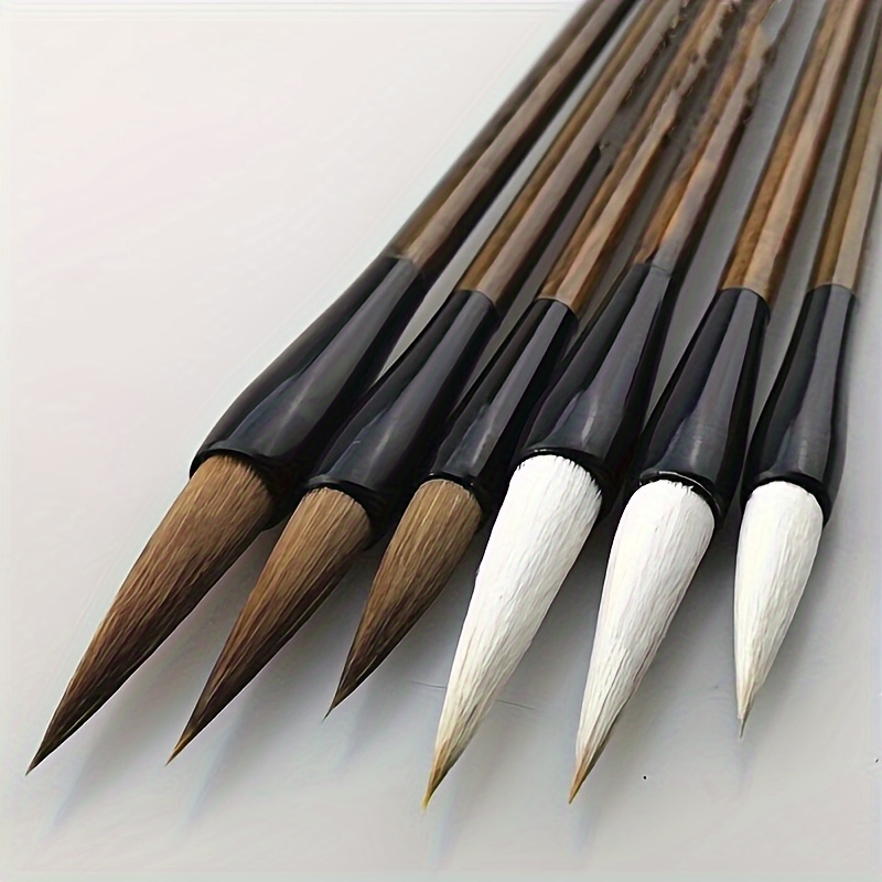 3-teiliges Holz-Schreibpinsel-Set mit Wiesel-Wollhaar, chinesisches traditionelles Kalligraphie-Pinsel-Set zum Malen von Keramik, Keramik, Ton, Schreiben