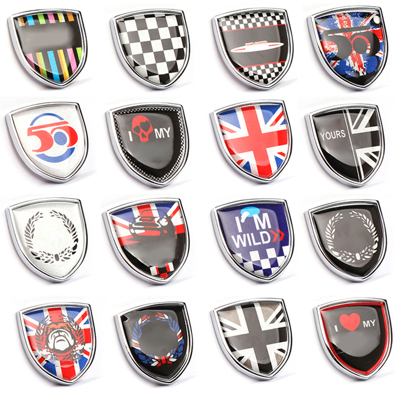 Escudo de metal 3d adesivo para mini cooper r56 f55 countryman decalques do carro capa corpo emblema adesivos emblema acessórios automóveis estilo