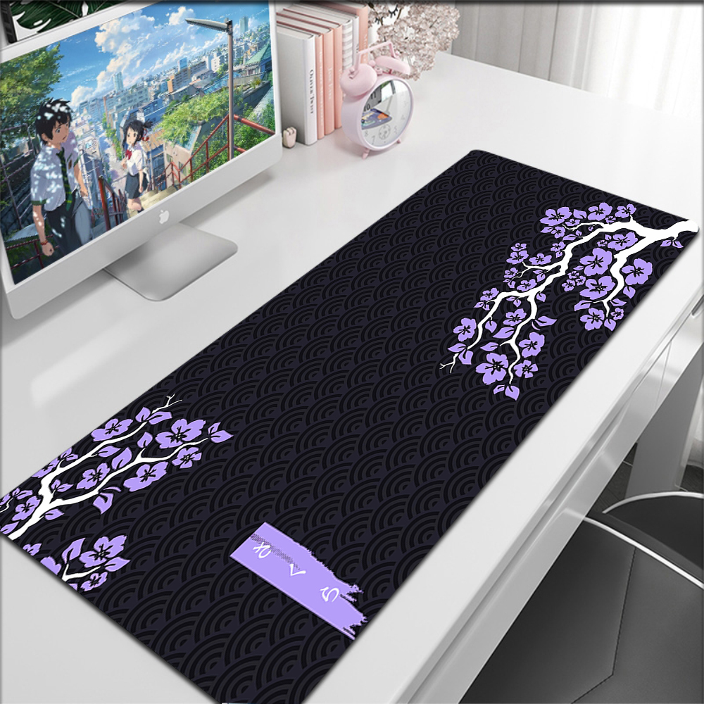 Японский коврик для мыши Cherry Blossom Gaming XL Home New HD Коврик для мыши XXL Коврики для клавиатуры Офисный нескользящий ковер Фиолетовый коврик для мыши Sakura