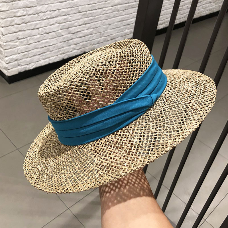 Lato kobiety słomkowy kapelusz panie luksusowy kapelusz słońce moda ochrona przed słońcem kapelusz na plażę francuski Panama kapelusz Bump Top szerokie rondo kapelusz na plażę