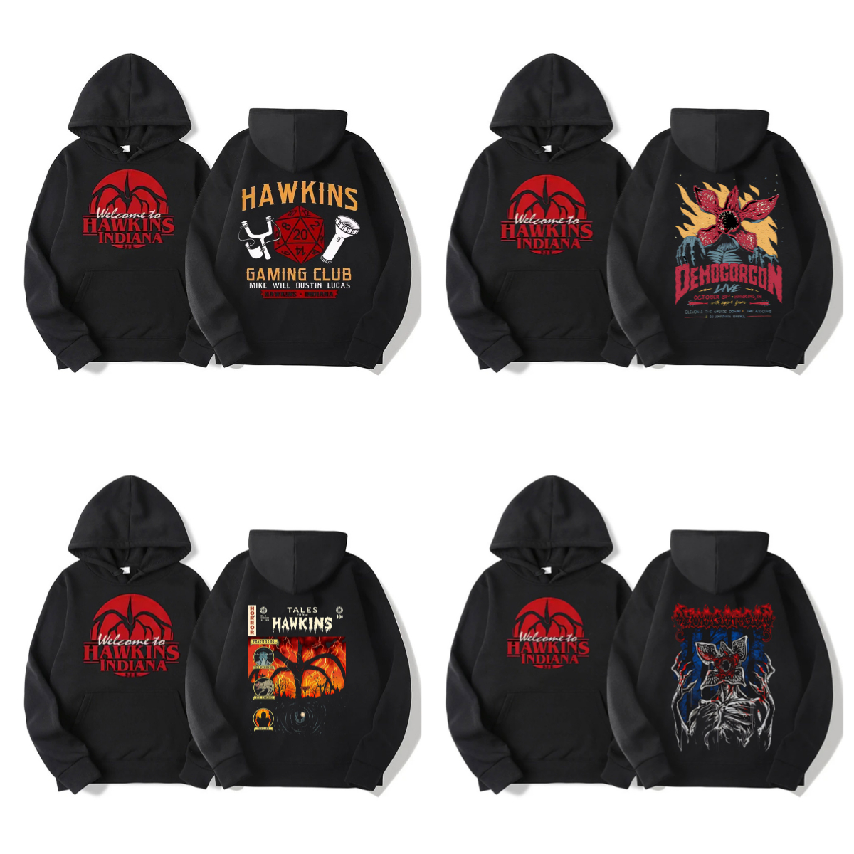 Cannibal Flower Demogorgon Hawkins sudaderas con capucha mujeres hombres dibujos animados Anime estampado ropa ropa de calle Tops sudaderas