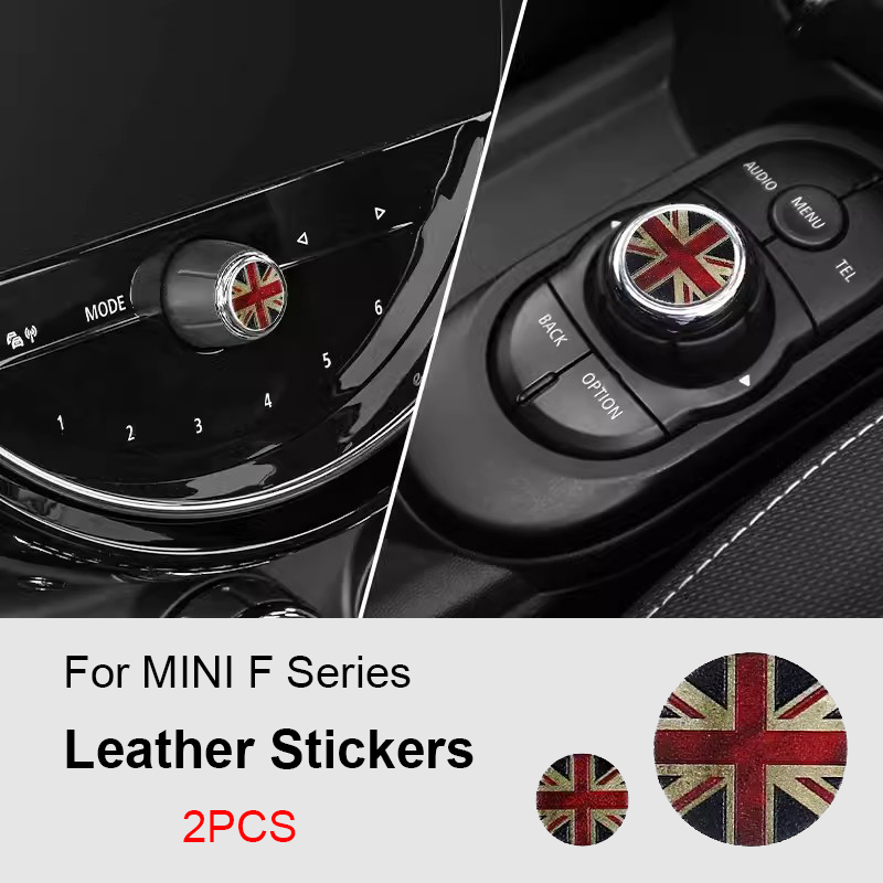 2 uds Control Central de coche cubierta de botón Multimedia perilla de volumen pegatina para MINI Cooper JCW F55 F54 F56 F57 F60 Countryman Clubman