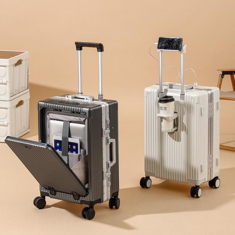Maleta de viaje con cubierta frontal abierta para ordenador portátil, Maleta de embarque con marco de aluminio para PC, Maleta Universal con ruedas, equipaje rodante, 20 ", 24 pulgadas