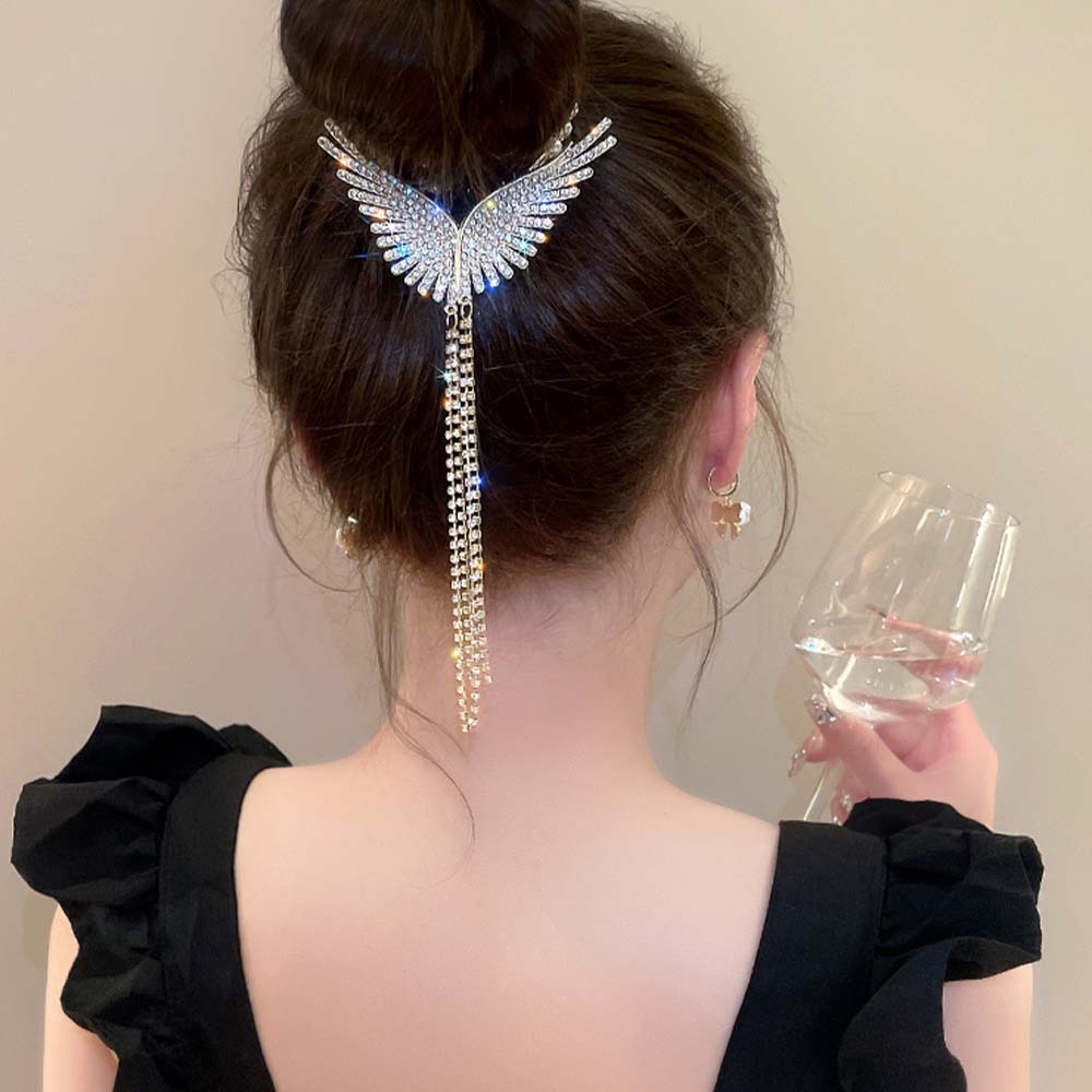 1 Super Fairy Angel Wings Quaste Haarspange Damen Advanced Sense Clip Hinterkopf Kugelkopf Halteklammer Haarschmuck für Everyd