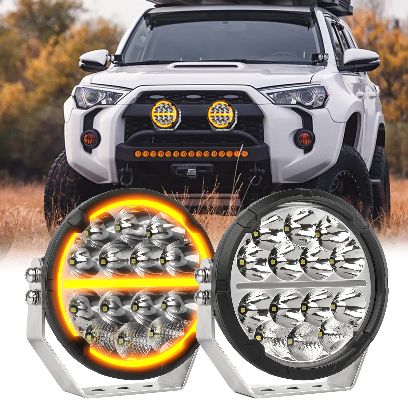 BraveWAY lampu mengemudi Led 6.5 inci, untuk truk Offroad UTV 4WD 4x4 untuk Toyota Hummer untuk JEEP Ford 9 inci lampu kerja LED