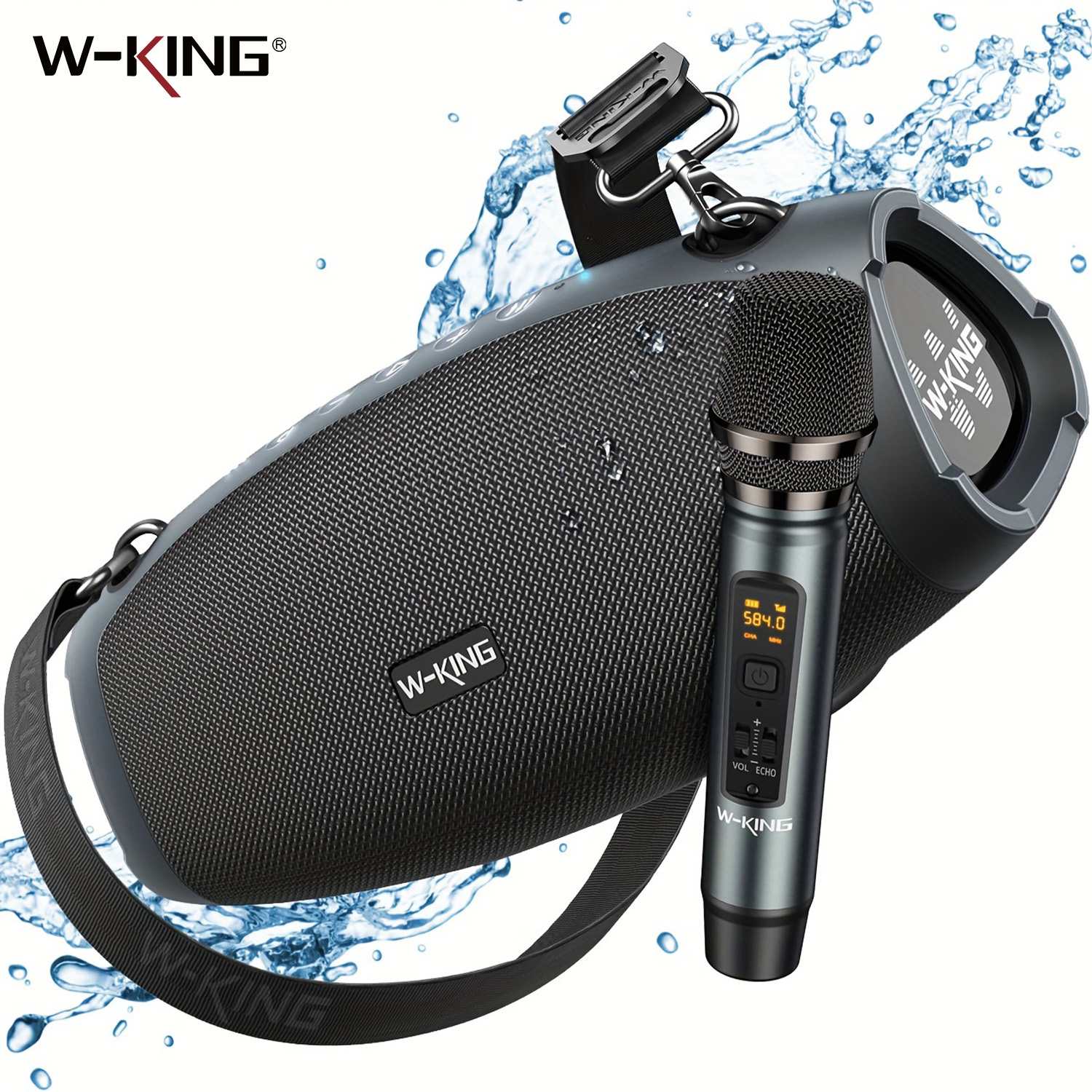 W-KING X10MIC (120W PEAK) 70W Speaker Bluetooth Portabel dengan Mikrofon Nirkabel, Tahan Air untuk Luar Ruangan