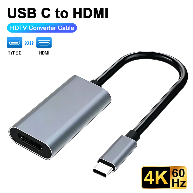 4K 60Hz 30Hz Typ-C-auf-HDMI-Adapter USB 3.1 Stecker auf HDMI-Buchse Konverterkabel für MacBook Chromebook Samsung Xiaomi