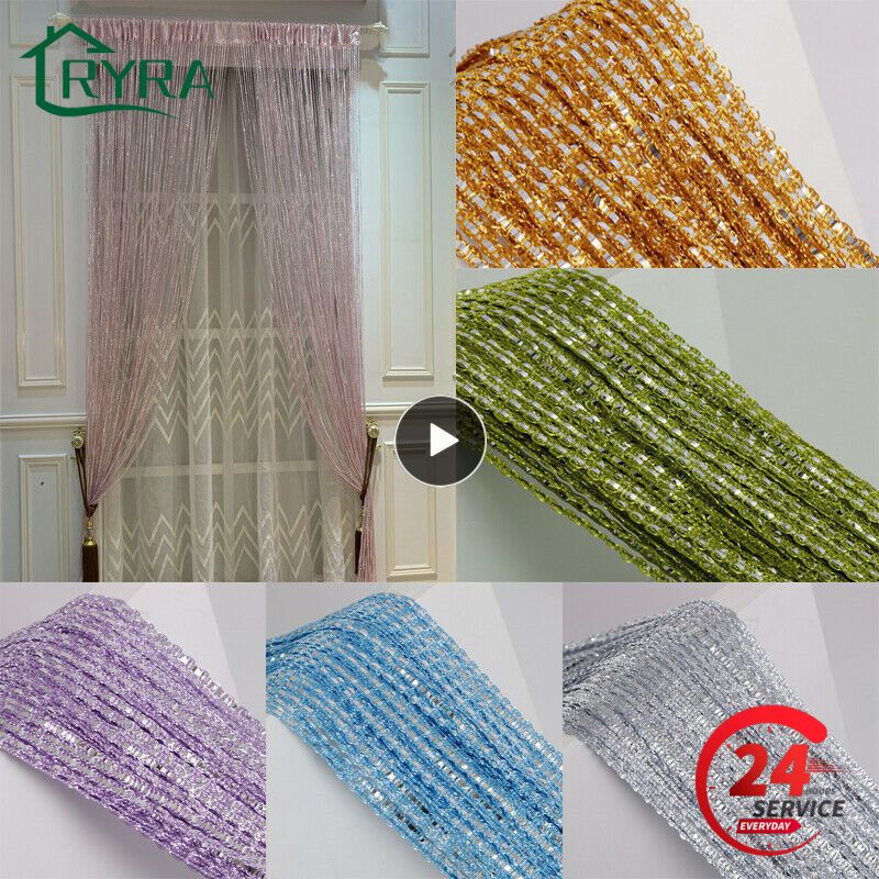 Crystal Curtain Valance Shiny Tassel Line Door Curtains Room Screen Divider Door Drape Fashion Living Room Bedroom Home Decor