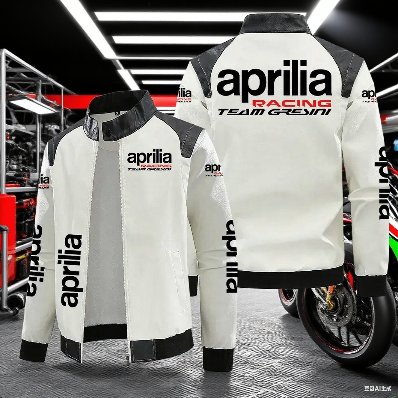Мотоциклетное снаряжение, кожаная куртка, воротник-стойка Aprilia Racing, мотоциклетная куртка из искусственной кожи, повседневная кожаная куртка