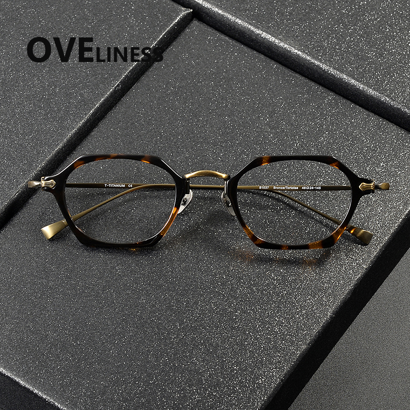 Męskie okulary korekcyjne z acetatu i tytanu, markowe, w stylu vintage retro, kwadratowe oprawki, damskie okulary, męskie okulary.