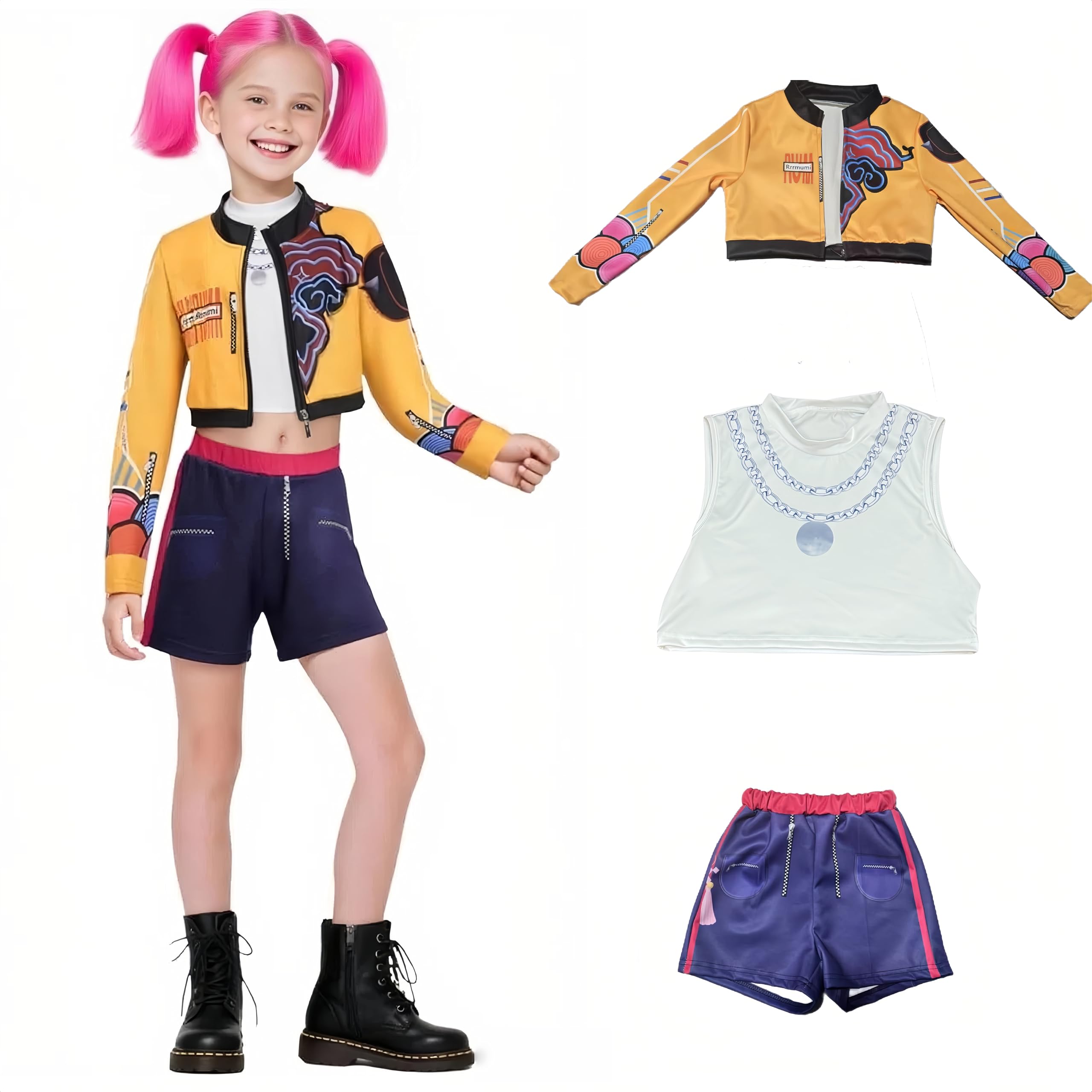 Boy Girls K-Pop Demon Hunters Costume Zoey Rumi Mira Cosplay Pop Singers Womens Halloween Outfits with Accessories