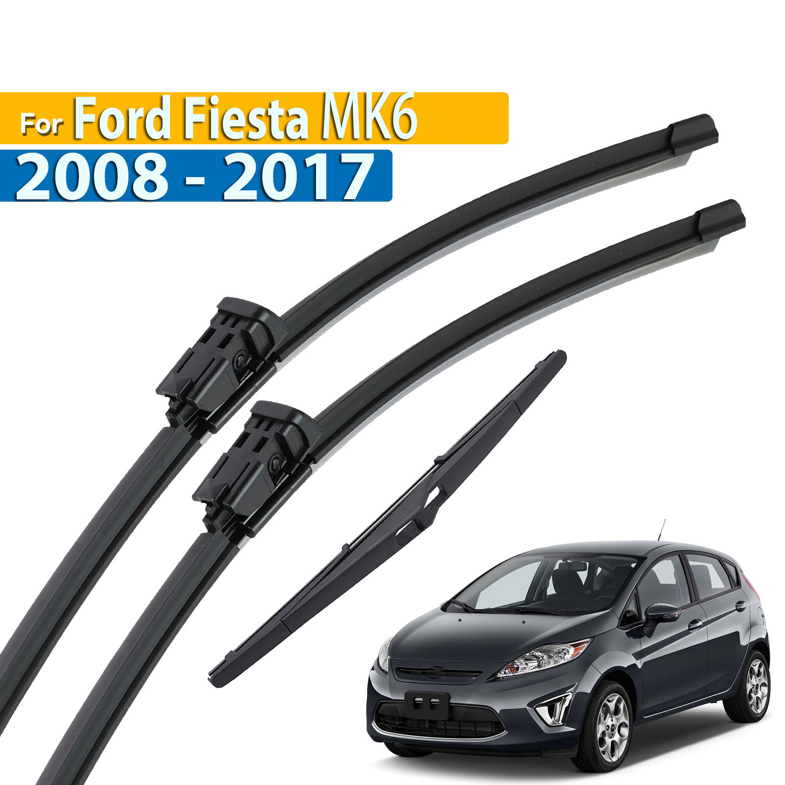 Erick's Tergicristallo Anteriore e Posteriore Spazzole Tergicristallo Set Per Ford Fiesta 6 2008 - 2016 Parabrezza Parabrezza Spazzole per Finestre 26 "+ 15" + 12 "