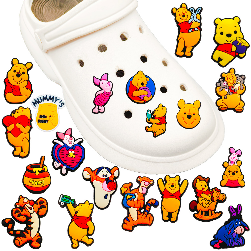 17/20pcs Winnie Pooh Schoen Charmes Disney Cartoon Schoenen Decoratie Accessoires DIY Klassieke Klomp Sandaal Gesp Kids Geschenken