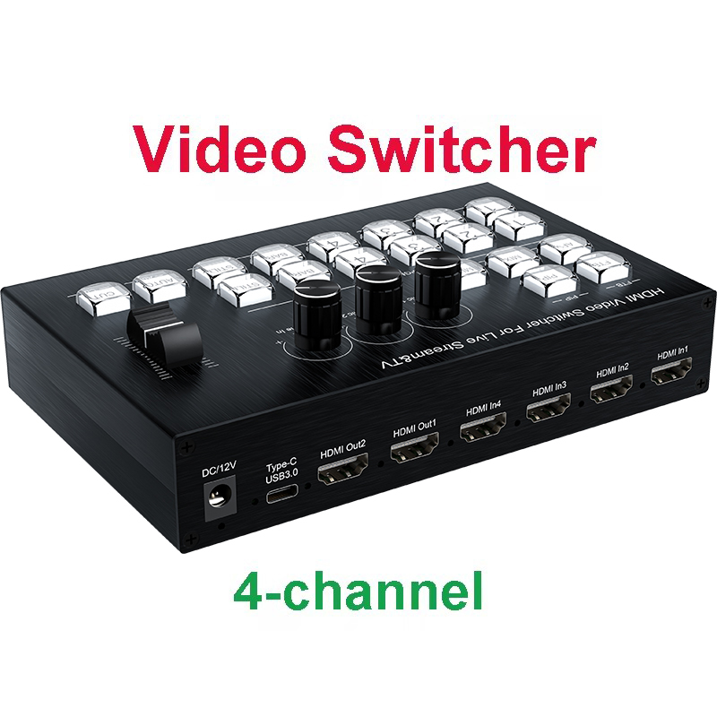 HDMI Video Mixer Switcher สดสตรีมมิ่ง 4 ช่อง 4 Way Multi-View HDMI Video Switcher ออกอากาศสดสตรีมมิ่งวิดีโอ Solution