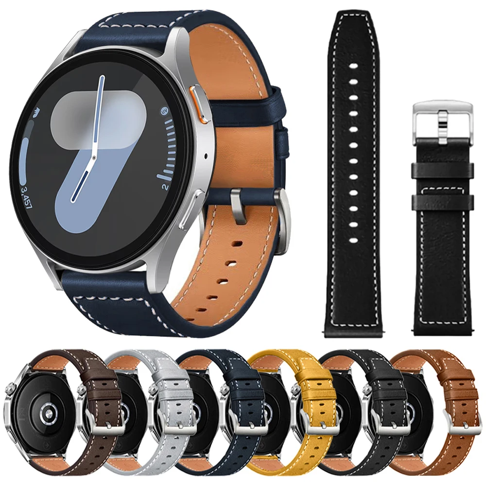 Bracelet en cuir souple, 20mm 22mm, pour Samsung Galaxy watch 7/6/4/5 pro/classique/gear s3/active 2, pour Huawei GT 5 4 3 2 bandes