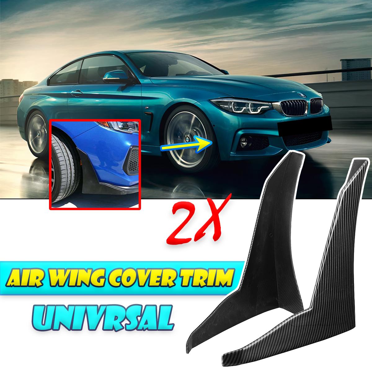 Garde-boue latéral de voiture universel, 2 pièces, garniture de couverture, lame de pare-choc, pour Subaru WRX STI, HONDA, TOYOTA
