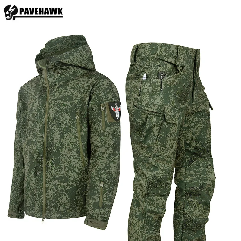Männer Qualität Kampf Camo Set Tragen-Beständig Wasserdicht Verdicken Taktische Anzug Im Freien Fleece Warme Jagd Zwei-stück Winter
