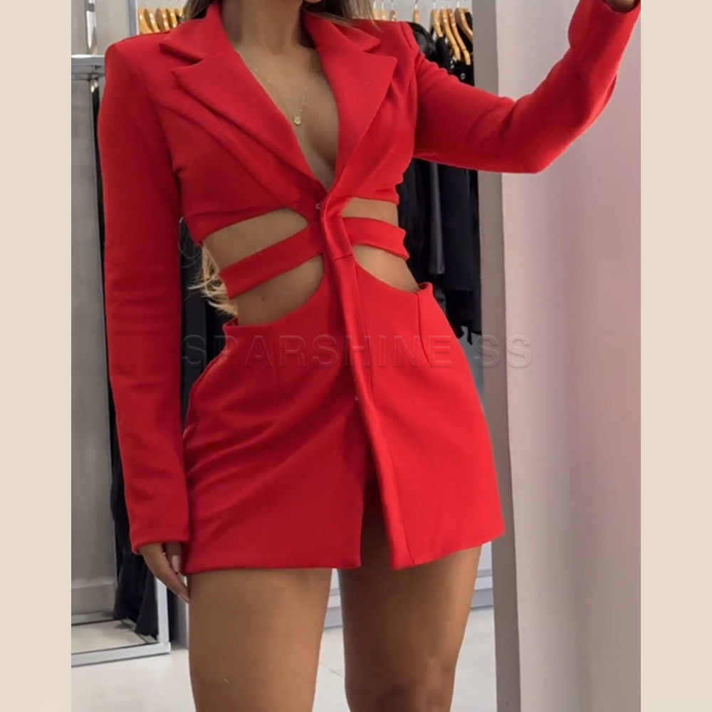 2025 moda feminina sexy manga longa vestuário oco streetwear elegante terno popular estilo europeu e americano vestidos
