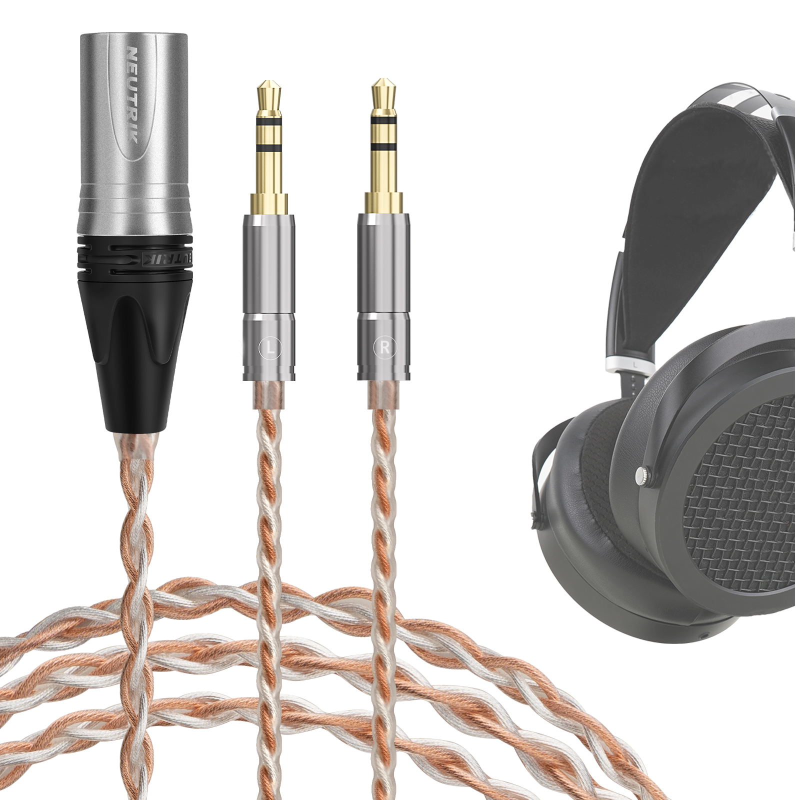 Geekria 4-pinowy kabel audio XLR do podwójnego 3,5 mm kompatybilny z HIFIMAN SUNDARA HE1000se, Denon AH-D9200, AH-D7200 (4,9 stopy)