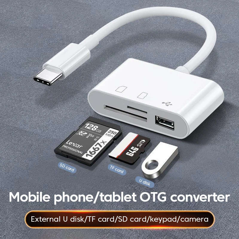 3 in 1 Micro USB Type C Adapter Multifunctional USB TF SD Card Reader USB-C Memory Card Adapter For Macbook Samsung Laptop