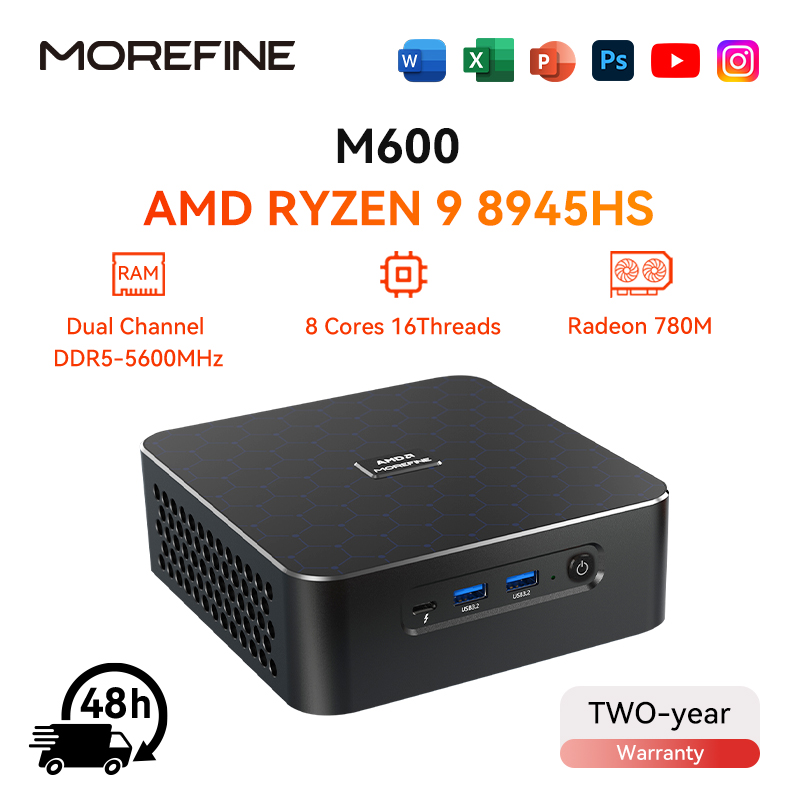 MOREFINE Mini Pc Gamer CPU Ryzen 9 8945HS AMD R7 8845HS R7-8745HS R5-8645HS 2,5G LAN Windows11PRO Computadora de escritorio PC para juegos