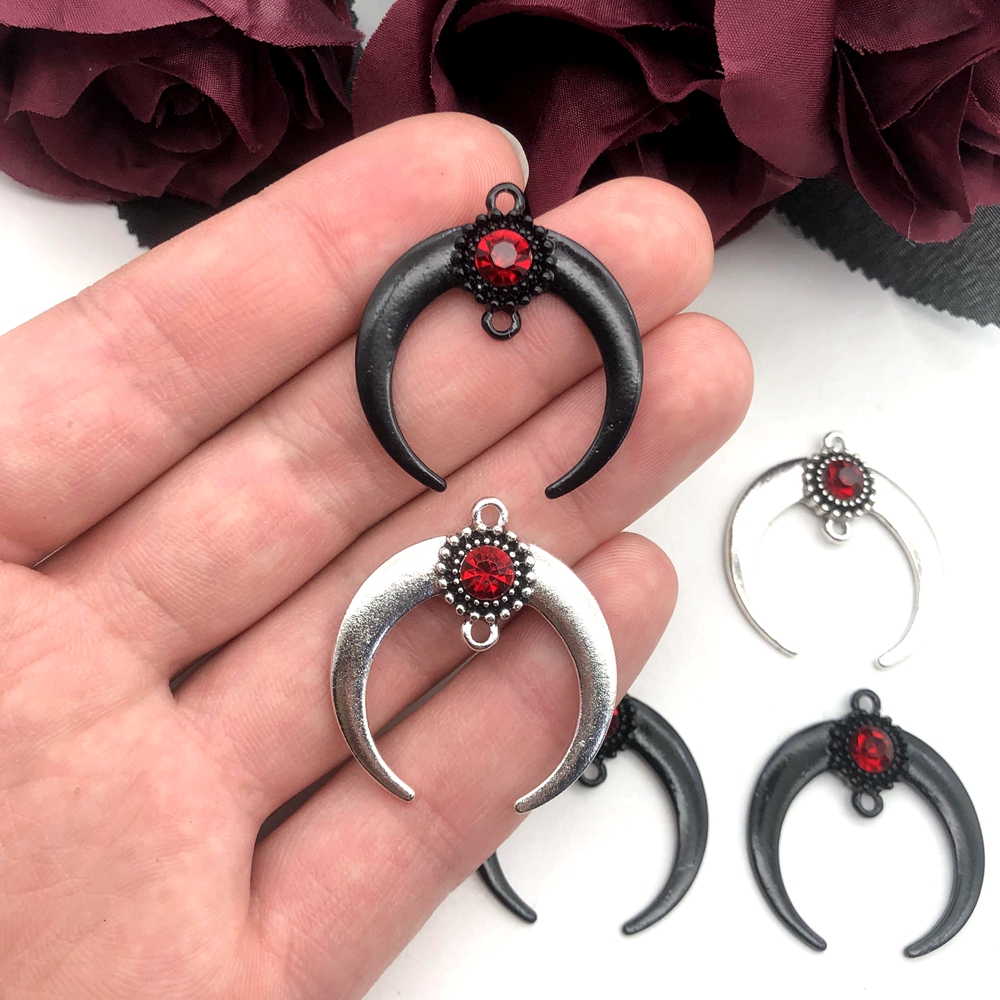 5 piezas de gemas de cristal de aleación de luna, colgante de 35x32 Mm, fabricación de joyería pequeña, collares y pendientes DIY