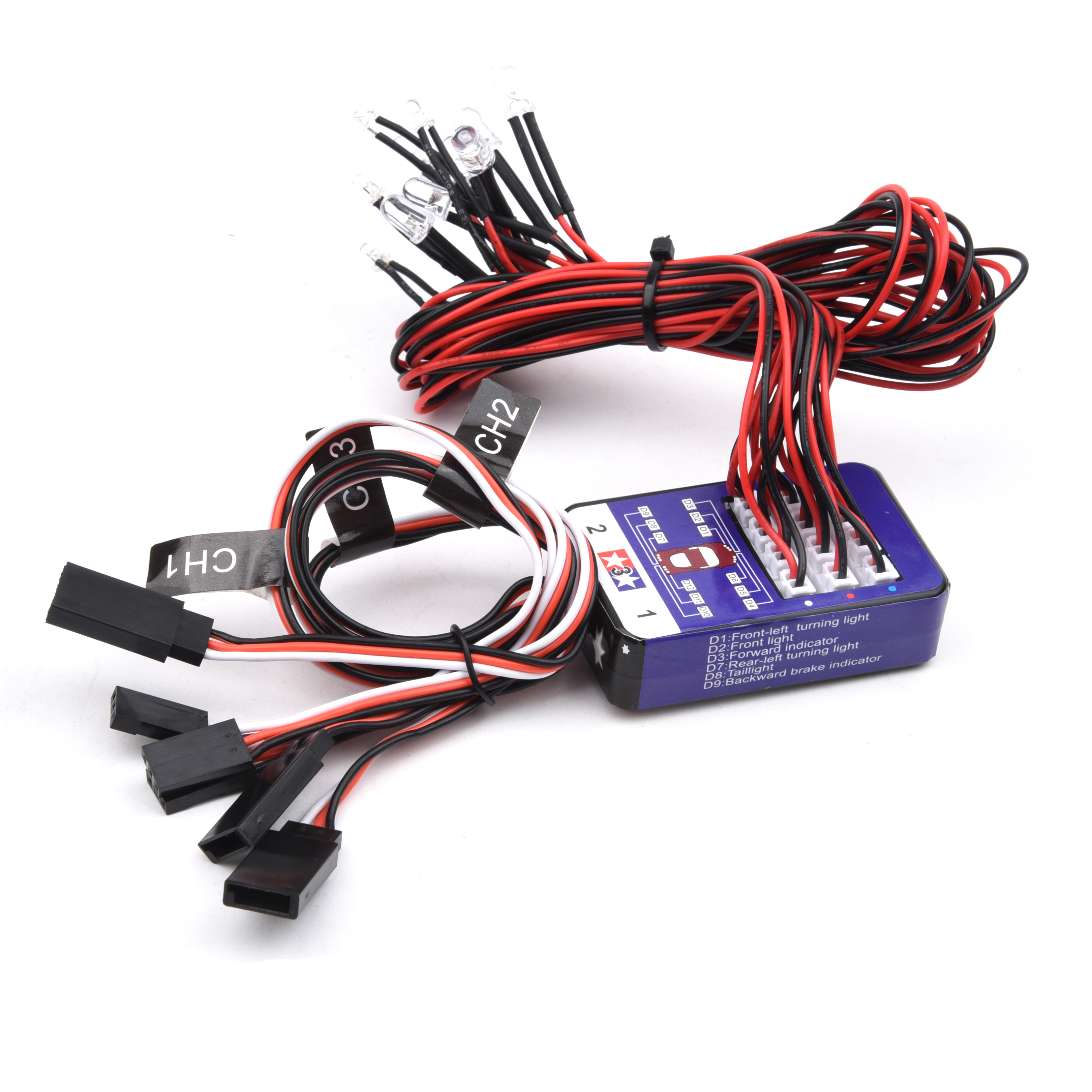 จําลองพวงมาลัยเบรคแสงแฟลช 12 LED ชุดสําหรับรุ่นขนาด 1/10 RC รถ Yokomo Tamiya HSP HPI AXIAL RC4WD TRX