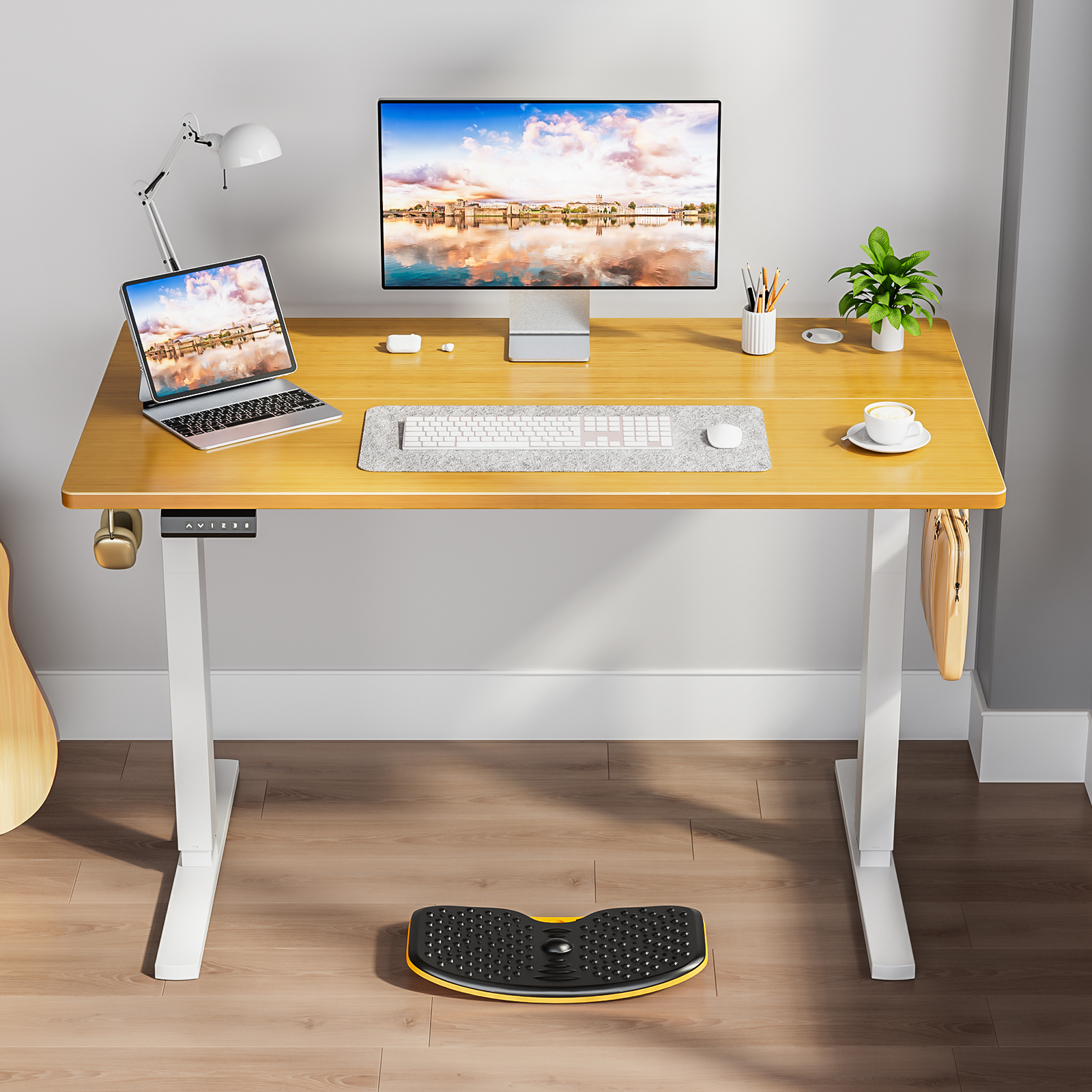 JHK Elektrisch in hoogte verstelbaar staand computerbureau Ergonomisch zit-sta-up-down computertafelwerkstation voor thuiskantoor