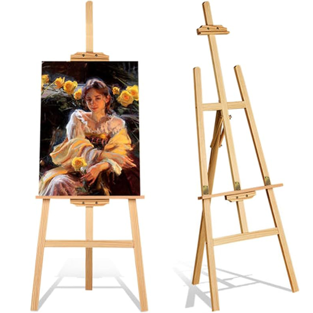 Schildersezel 1,75 m opvouwbare houten A-frame schildersezelbord 69 inch kunstdisplay schildersezel kunstenaar schetsen bruiloft ambachten