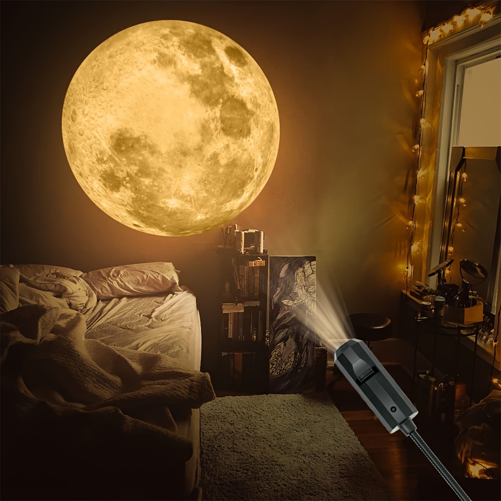 Luz de atmosfera de projeção de lua e terra de teto USB