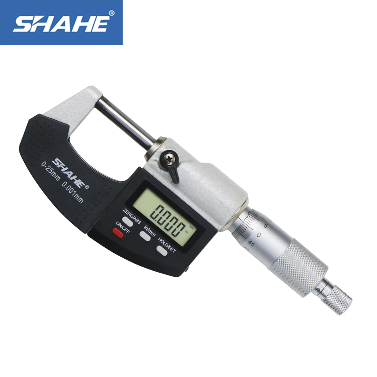 Mikrometr cyfrowy SHAHE 0-25mm z linijką skali, elektroniczny mikrometr zewnętrzny 0.001mm