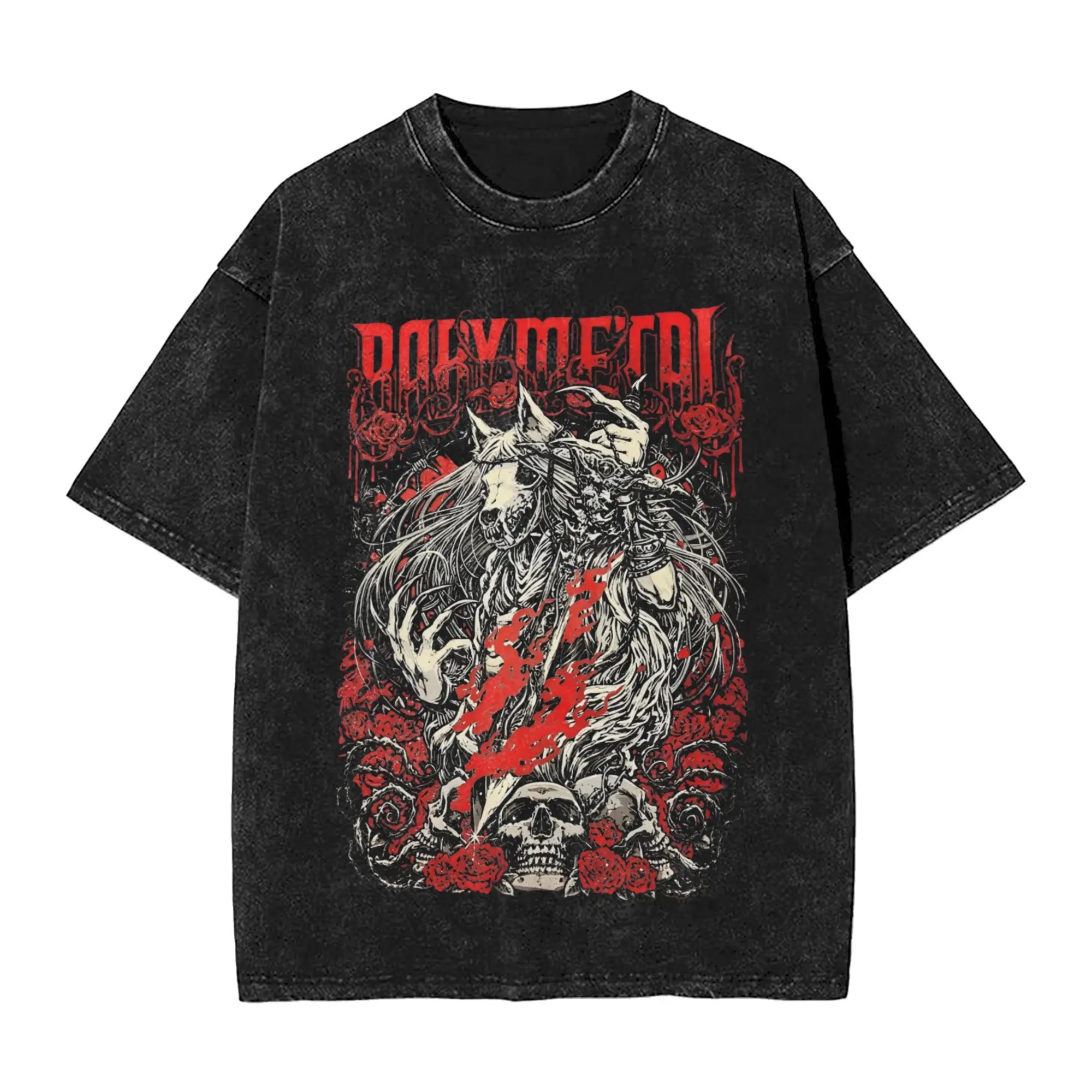 Giappone Band Hip Hop Babymetal Manga Style Moda Stampa grafica T-shirt Uomo Donna Allentato Casual Cotone Tee Moda Top oversize