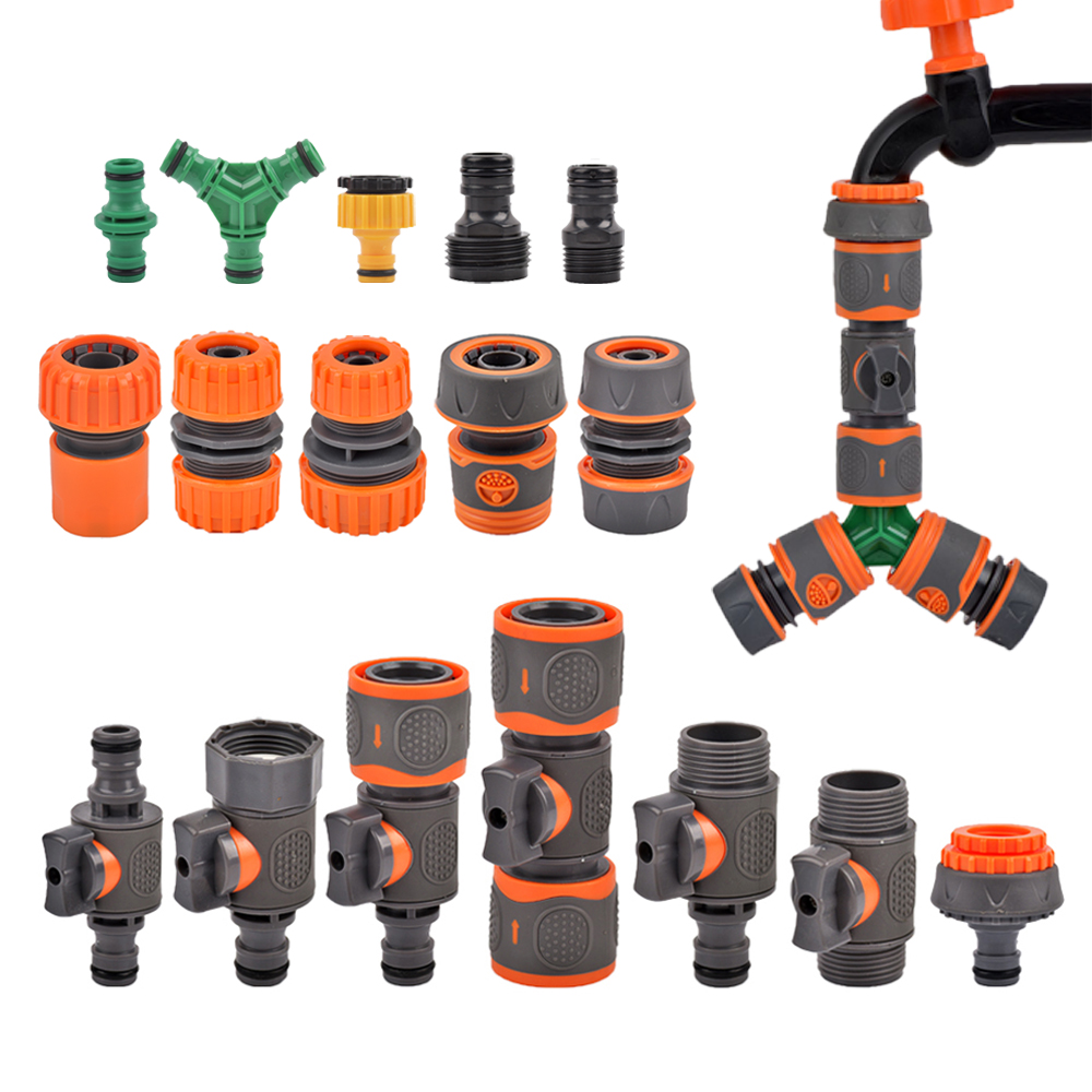 Conector rápido de manguera 1/2 3/4 1 pulgada, adaptador de conector rápido para manguera de jardín macho y hembra con interruptor de válvula de cierre