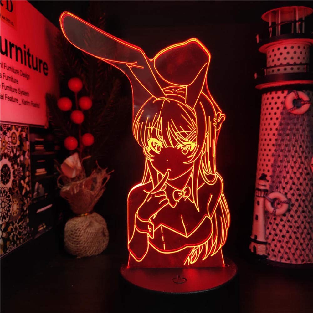 3D Illusion Led Nightlights ANIME Light Lamp Multi Kleur Veranderende Lampara BUNNY GIRL SENPAI MAI SAKURAJIMA KAWAII Voor Kerstcadeau