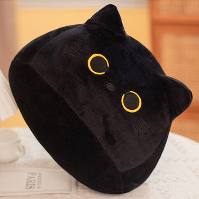 Kawaii Gato Preto Recheado Boneca De Pelúcia Macia, Gatinho Animal Gordo, Presentes das Crianças, Amigos Decorar, Alta Qualidade, 20cm
