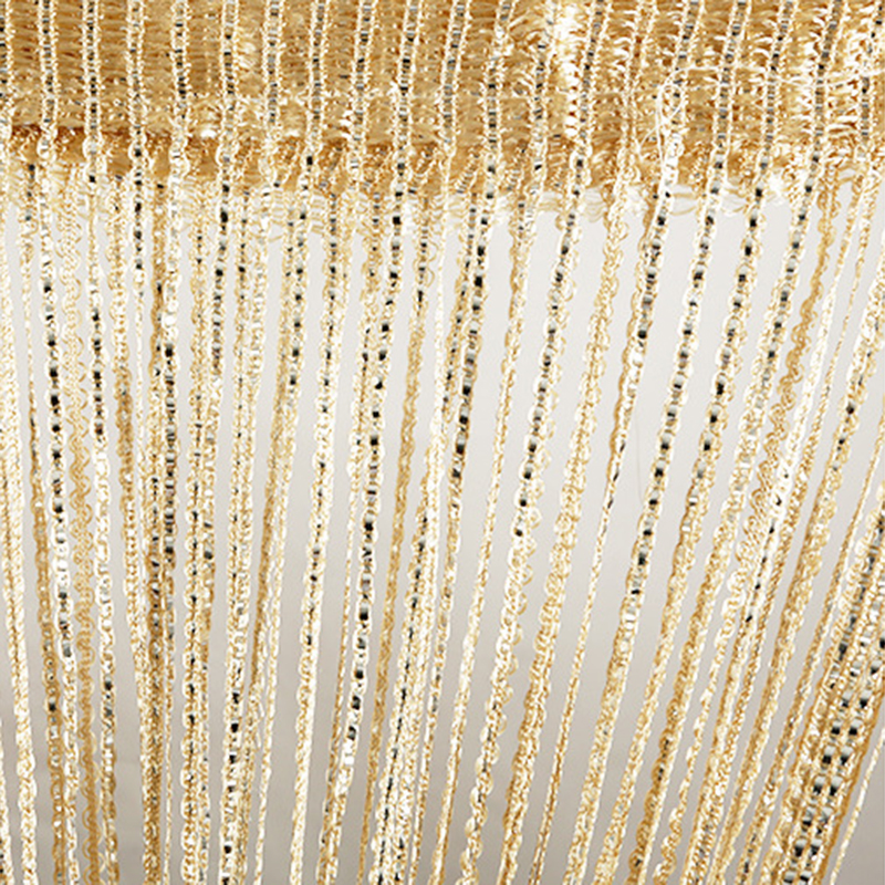 Rideau de séparation perlé avec pompon argenté, chaîne de rideau de porte, ligne de rideau, décoration de la maison, 1m x 2m
