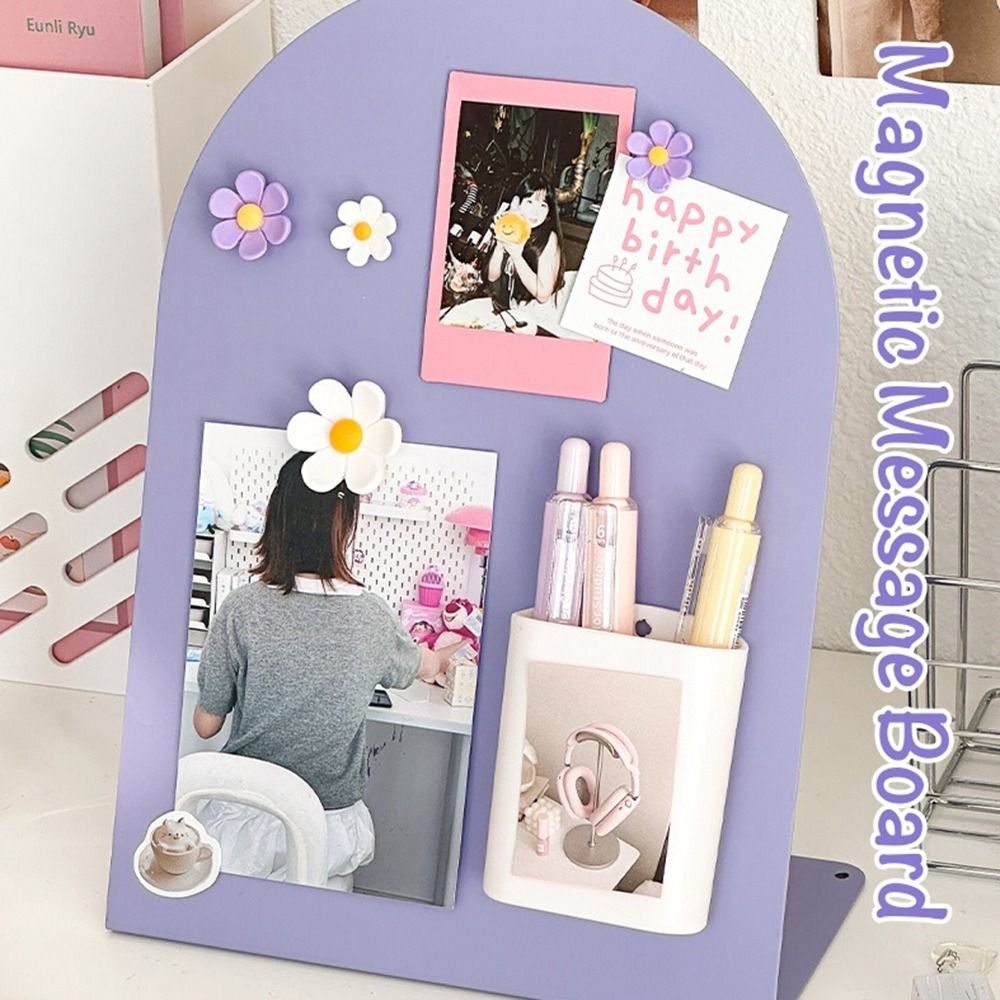 Creative Large Capacity Desktop Message Board Vertical Curved Magnetic Photo Frame Note Board Office Home Desktop Ornament