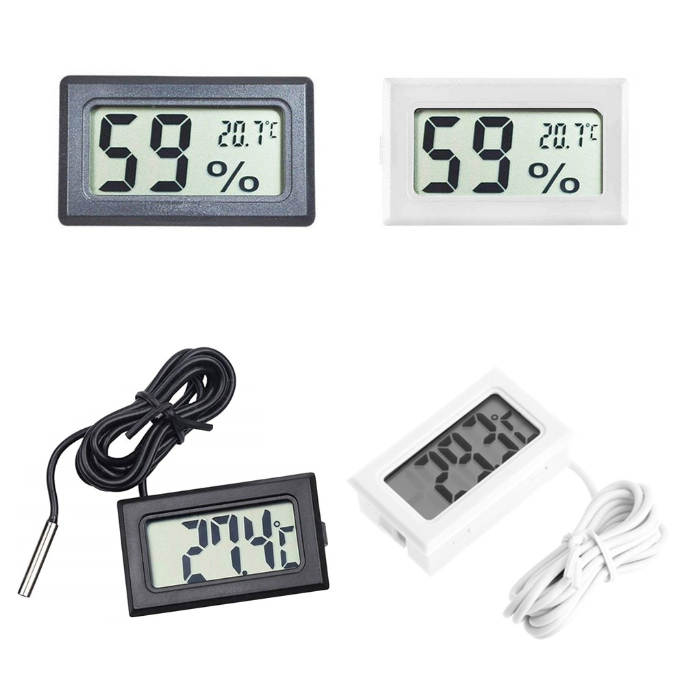 Mini Màn Hình LCD Kỹ Thuật Số Trong Nhà Tiện Lợi Cảm Biến Nhiệt Độ Đồng Hồ Đo Độ Ẩm Nhiệt Kế Ẩm Kế Đo Cho Tủ Lạnh Bể Cá