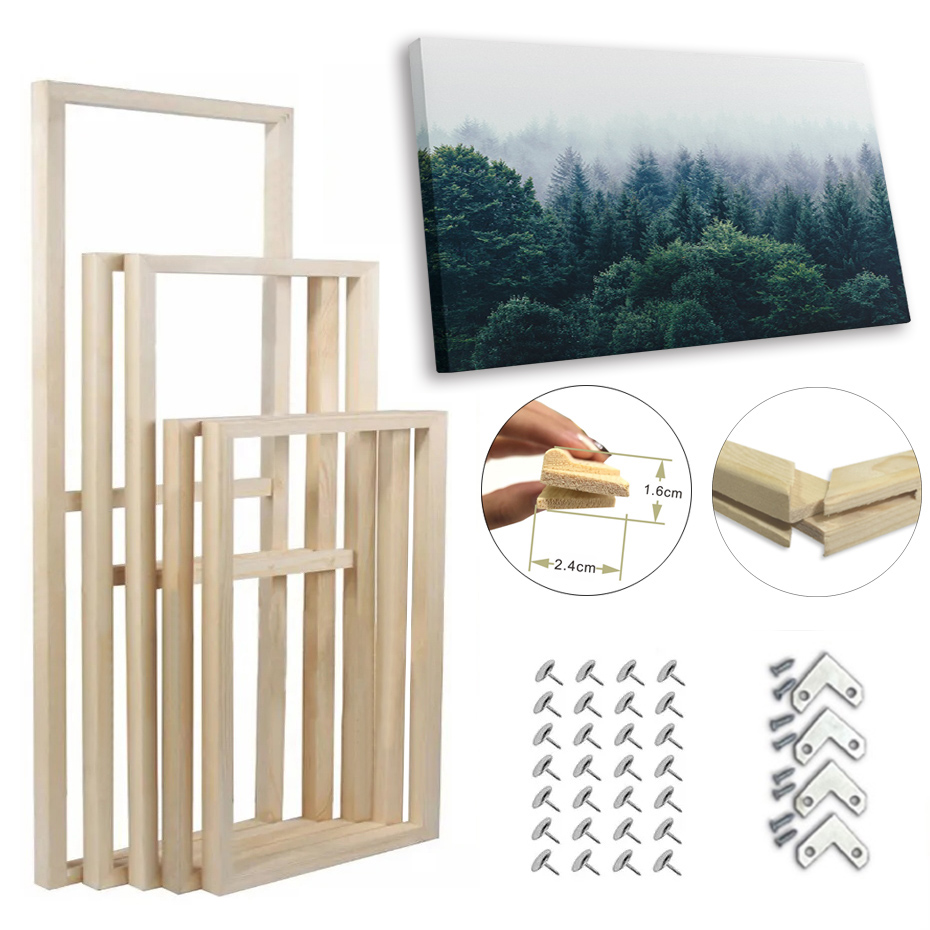 Kit DIY Wood Frame para pintura a óleo Canvas, Wood Frame Bars, pintura diamante, Wall Art, 40x60, 50x70, 60x90, 60x120