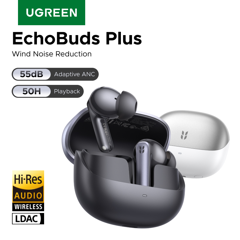【NOVITÀ 2026】UGREEN EchoBuds Plus Auricolari Bluetooth Wireless In-Ear con Cancellazione Attiva del Rumore 55dB ANC Adattivo, Cuffie LDAC