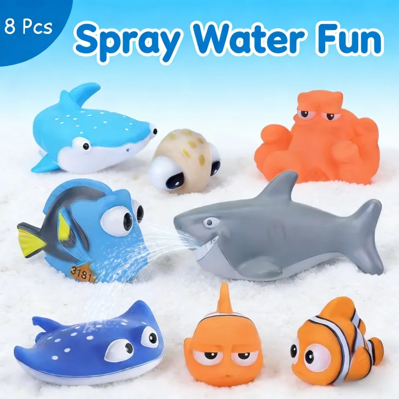 Juguetes de Baño de Goma Suave de Finding Nemo y Dory, Juguetes de Pez Payaso que Gotean Agua, para Jugar en el Baño para Niños, Niñas y Bebés